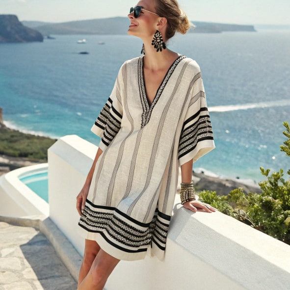 Beach Vacation Beach Dress Printed Loose Midi Dress