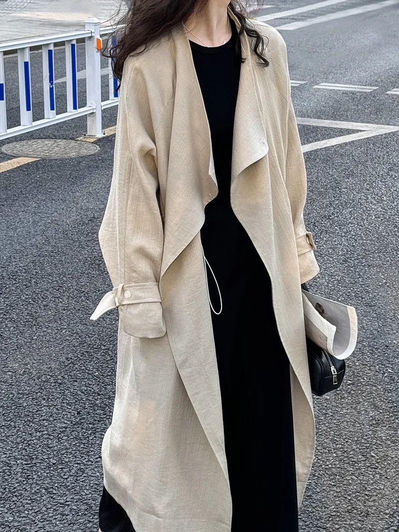 New Chinese-style Above-the-knee Trench Coat Women's Versatile Outerwear