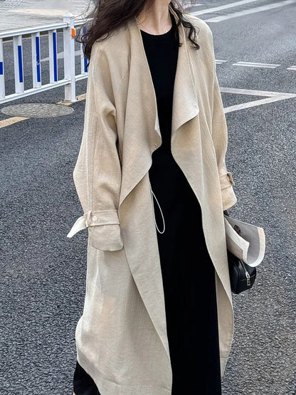 New Chinese-style Above-the-knee Trench Coat Women's Versatile Outerwear
