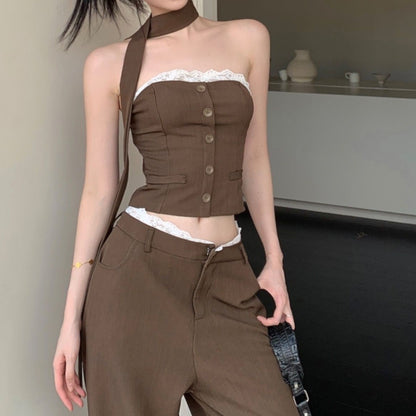 Loose-fit Wide-leg Casual Pants Two-piece Set