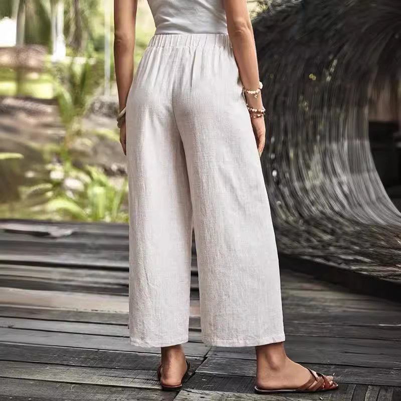 Buttoned Hem Loose-fitting Fashionable Casual Pants
