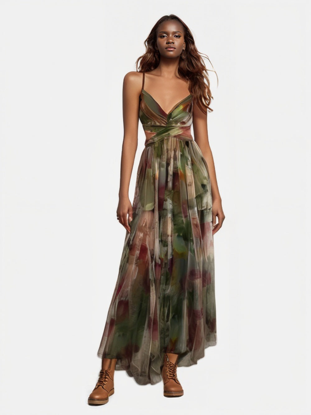 Strapless Backless V-Neck Holiday Party Gown Dress