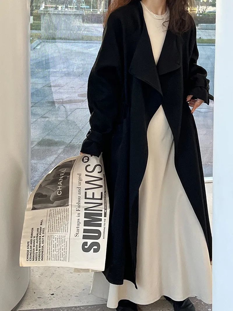 New Chinese-style Above-the-knee Trench Coat Women's Versatile Outerwear