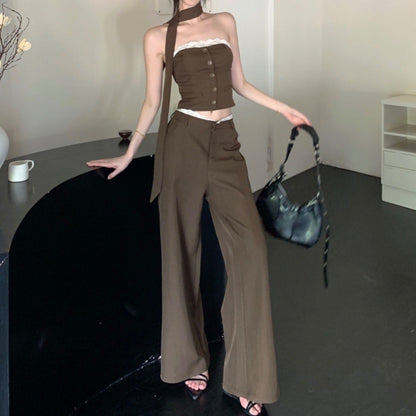 Loose-fit Wide-leg Casual Pants Two-piece Set