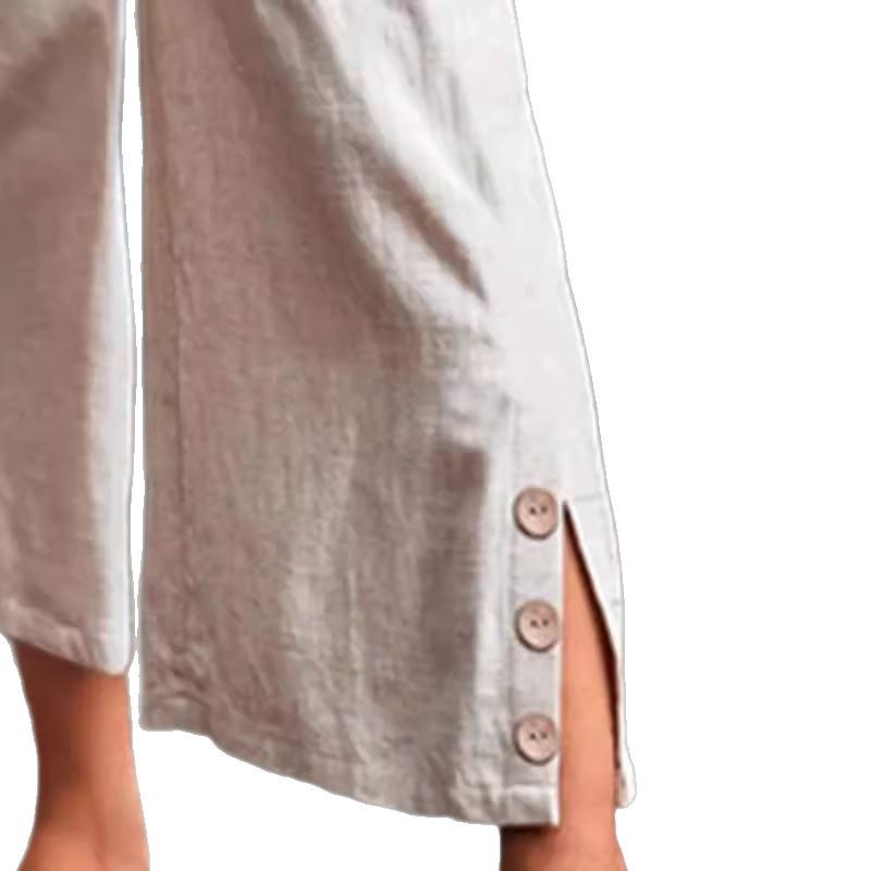 Buttoned Hem Loose-fitting Fashionable Casual Pants