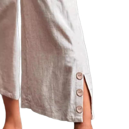 Buttoned Hem Loose-fitting Fashionable Casual Pants