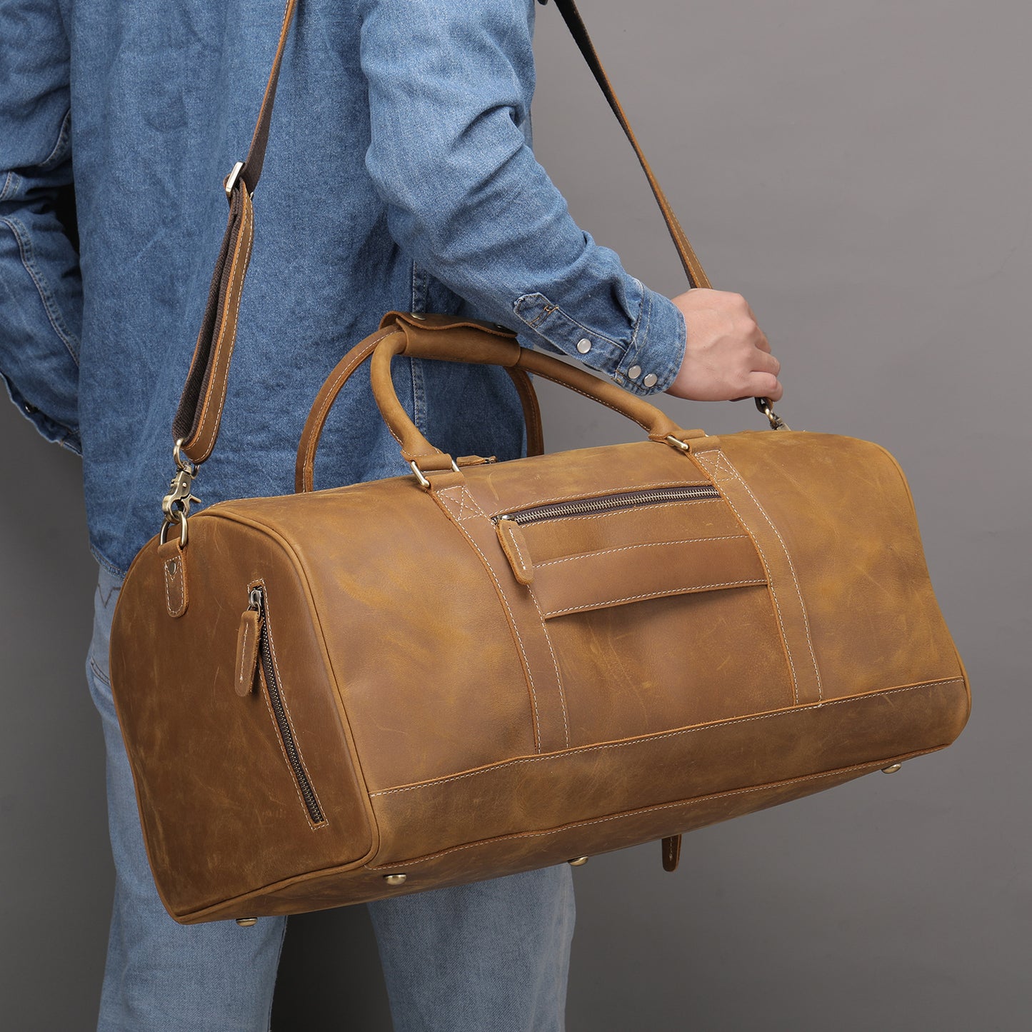 The First Layer Of Cowhide Europe And America Retro Large Capacity Line