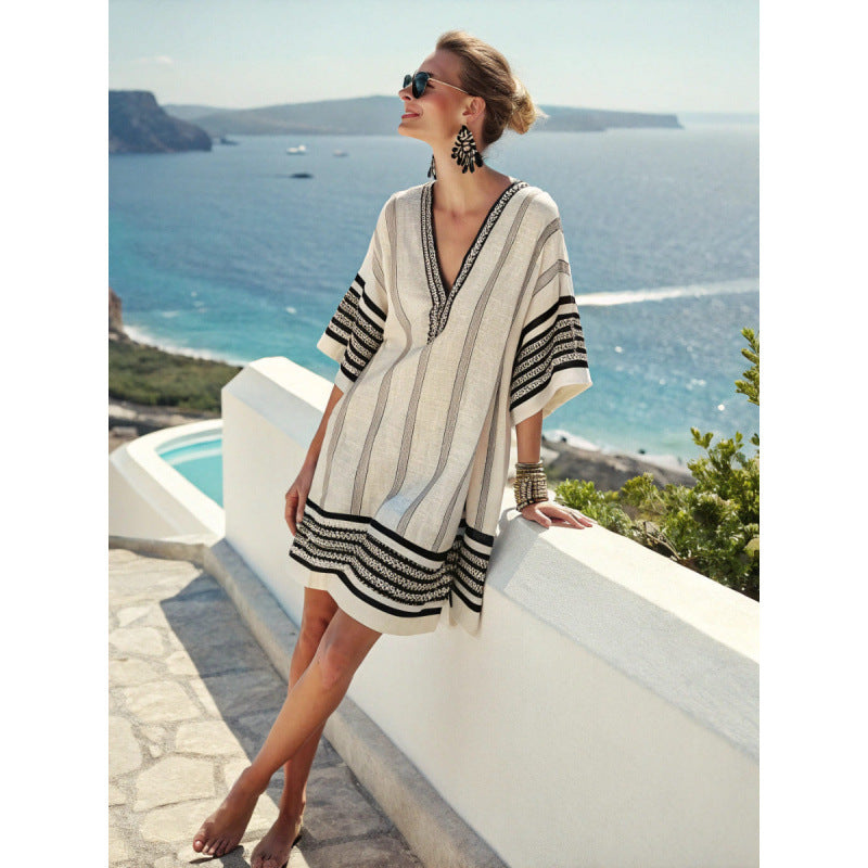 Beach Vacation Beach Dress Printed Loose Midi Dress