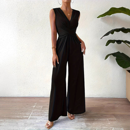 Sleeveless Strappy V-neck Cross-tie Waist Jumpsuit