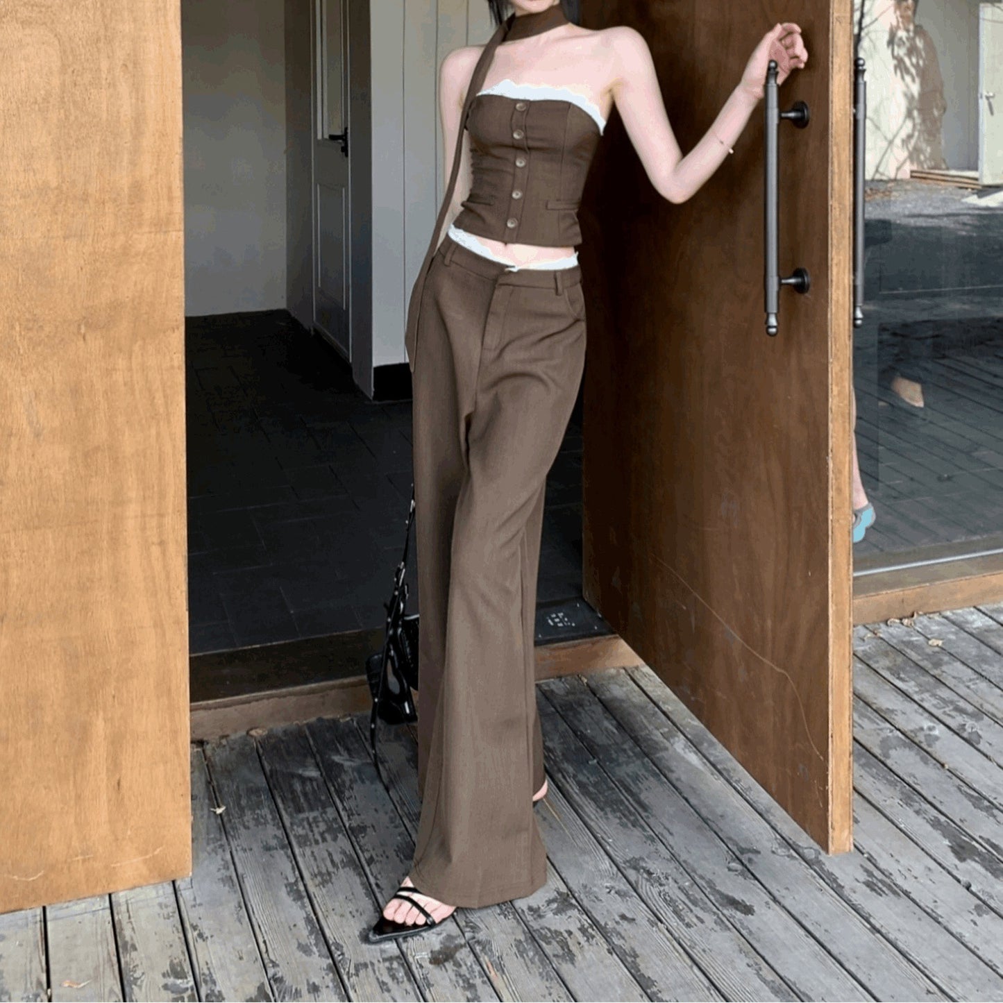 Loose-fit Wide-leg Casual Pants Two-piece Set