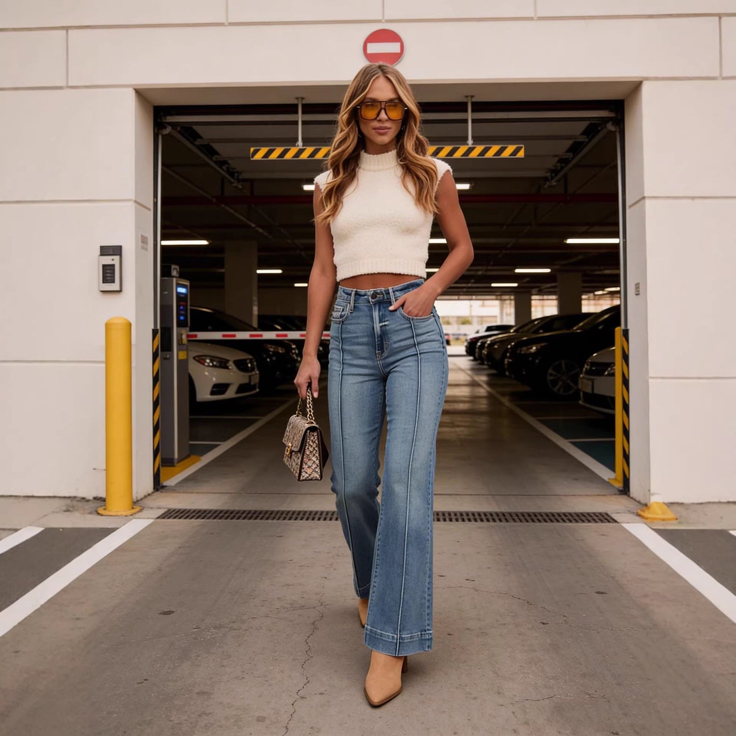 New Womens Mid-rise Bootcut Jeans