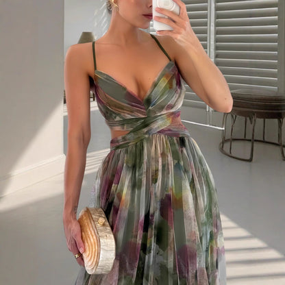 Strapless Backless V-Neck Holiday Party Gown Dress