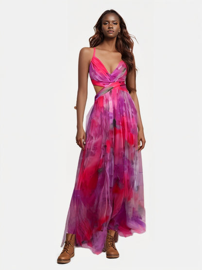 Strapless Backless V-Neck Holiday Party Gown Dress