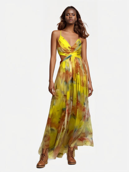 Strapless Backless V-Neck Holiday Party Gown Dress