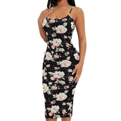 Printed Slip Dress With Slit Hem And Slim Fit