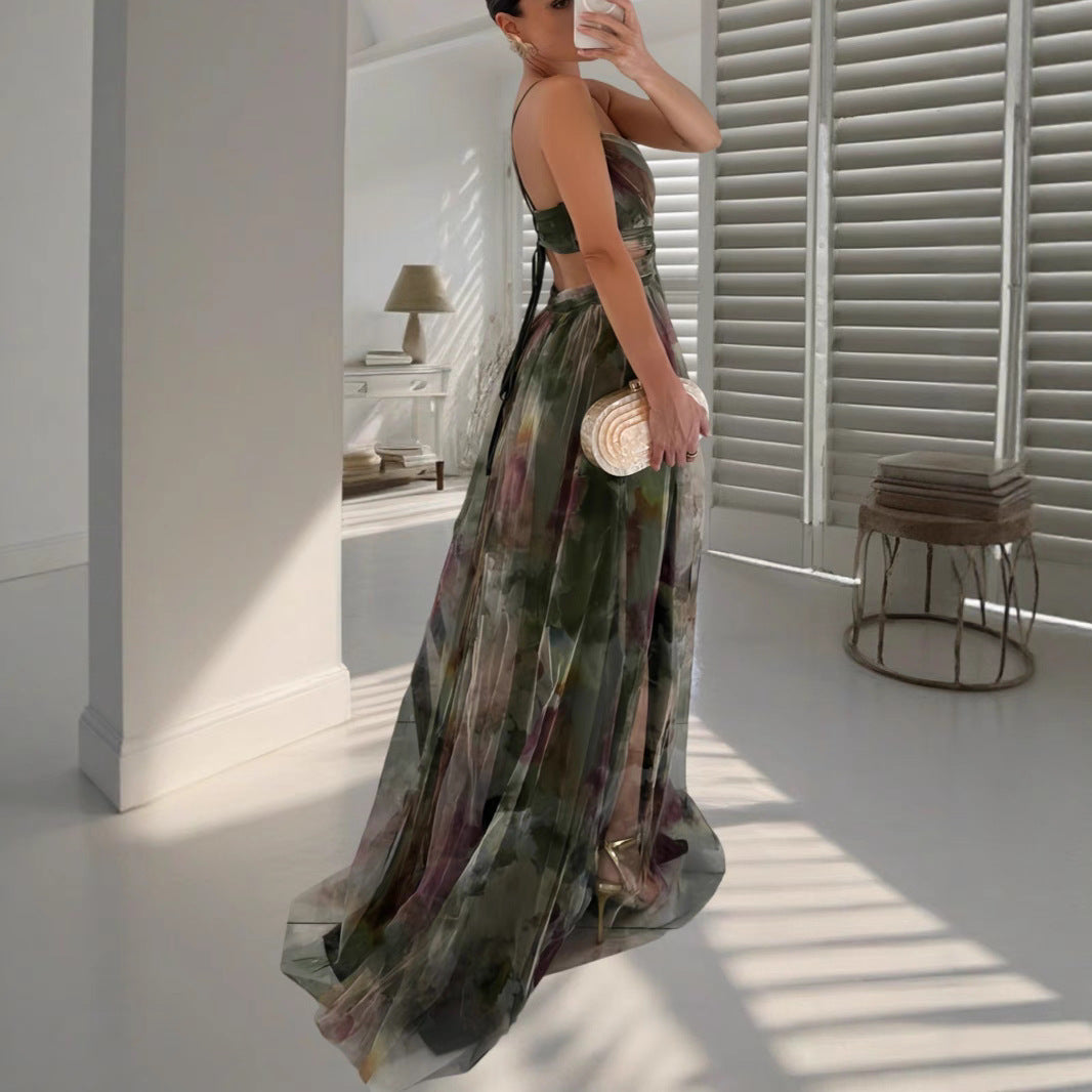 Strapless Backless V-Neck Holiday Party Gown Dress